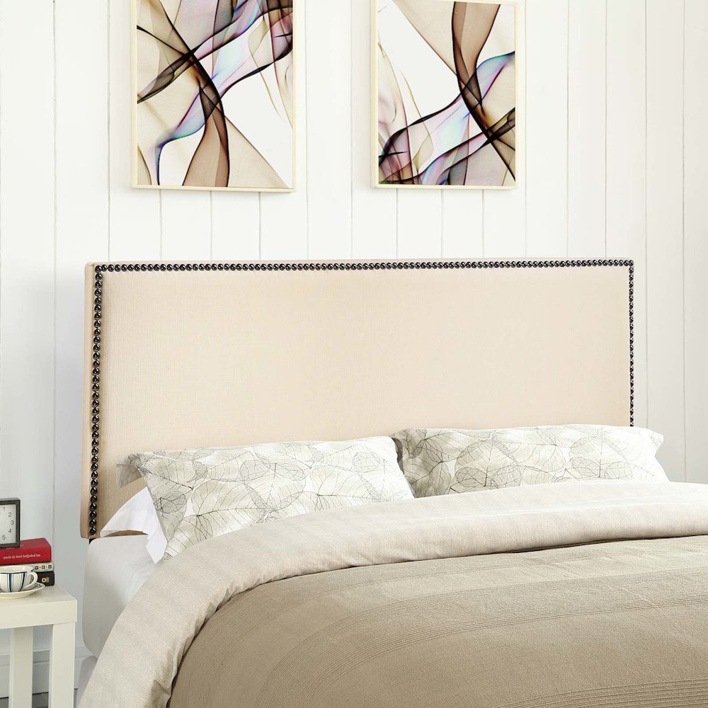 Region Nailhead Upholstered Queen Headboard. Picture 7