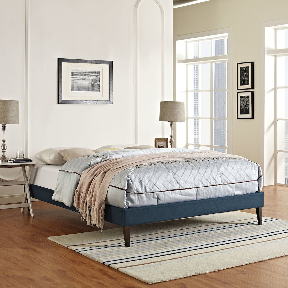 Sharon Fabric Full Bed Frame with Squared Tapered Legs. Picture 5