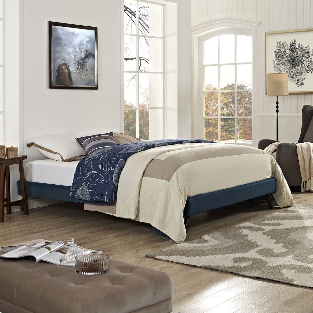 Helen Fabric Full Bed Frame with Round Splayed Legs. Picture 5