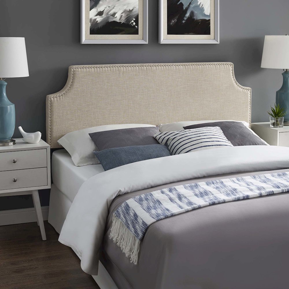 Laura Upholstered Fabric Queen Headboard. Picture 7