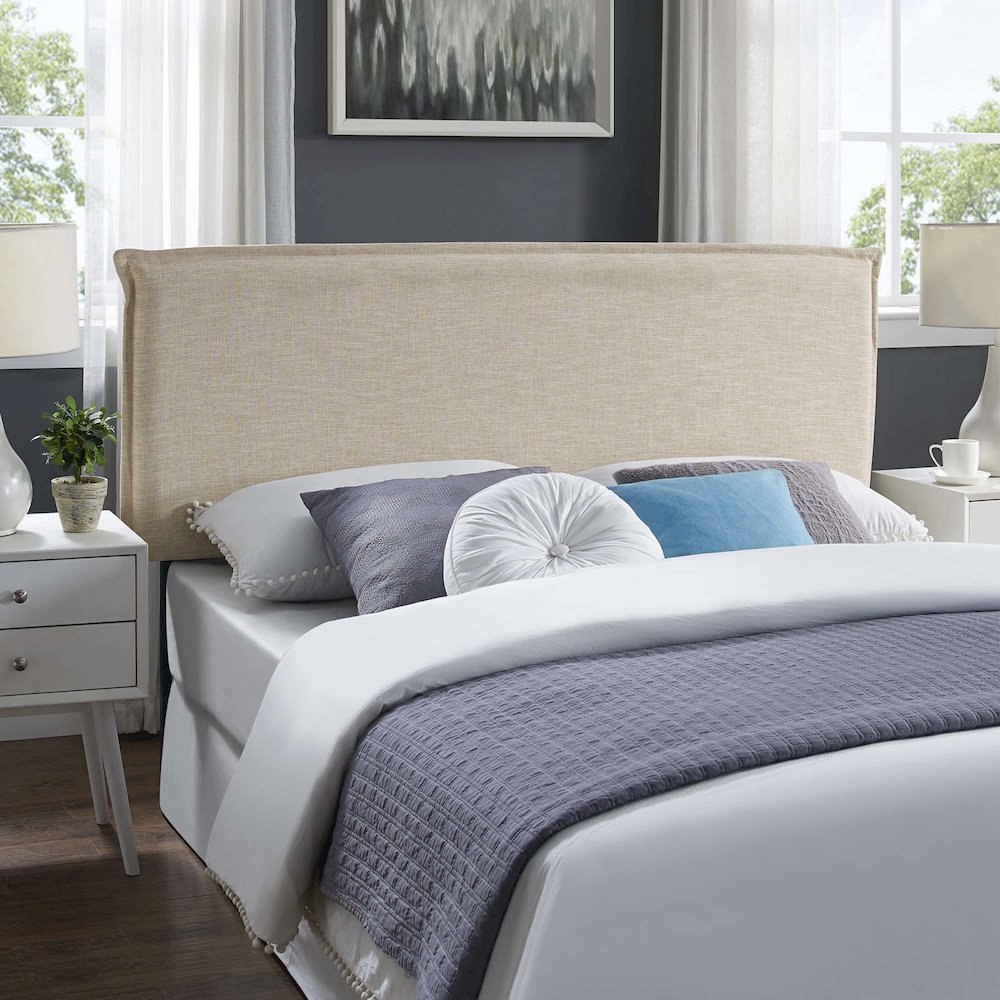 Camille Upholstered Fabric Queen Headboard. Picture 4