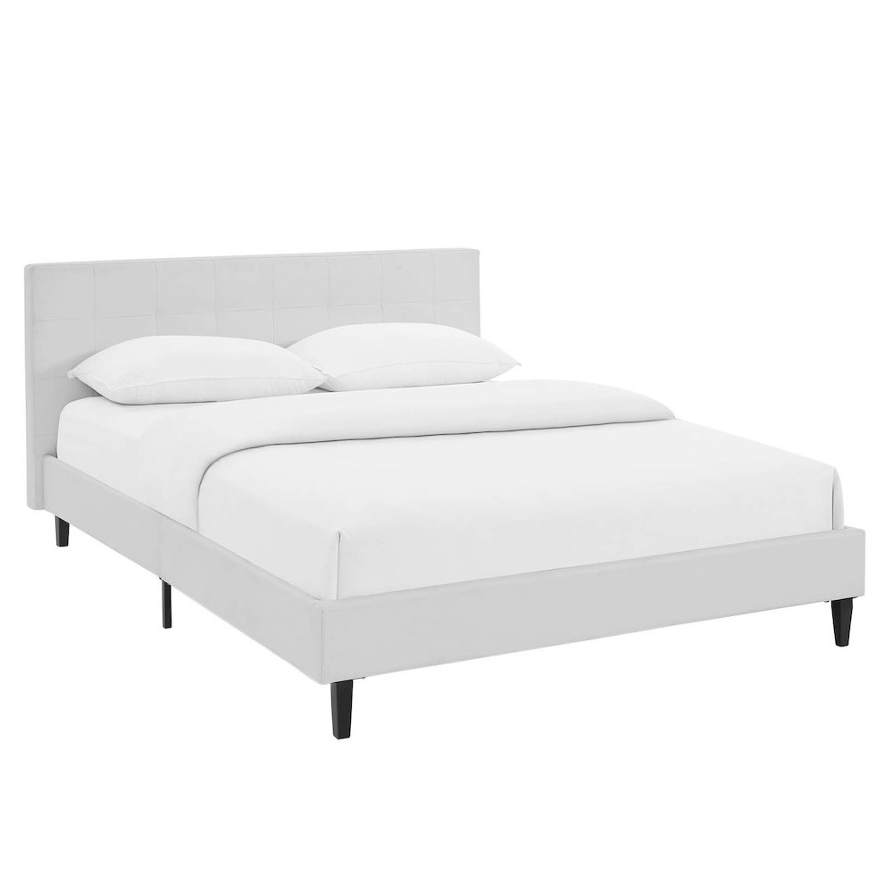 Linnea Faux Leather Queen Bed. Picture 1