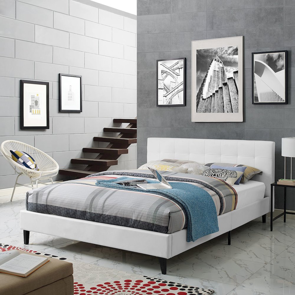 Linnea Faux Leather Queen Bed. Picture 5