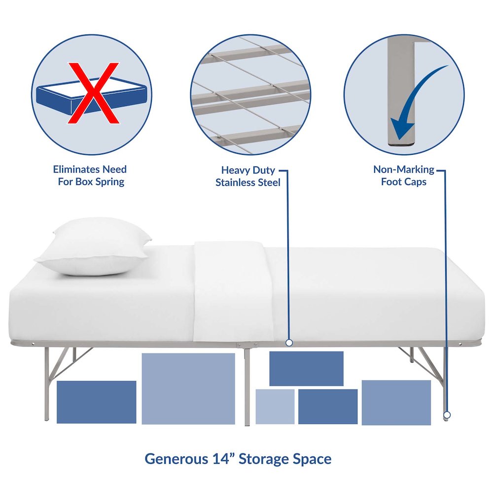 Horizon Stainless Steel Twin Bed Frame. Picture 3