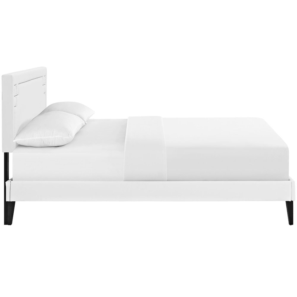 Josie Vinyl Queen Platform Bed with Squared Tapered Legs. Picture 3