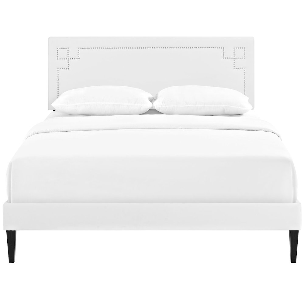 Josie Vinyl Queen Platform Bed with Squared Tapered Legs. Picture 4