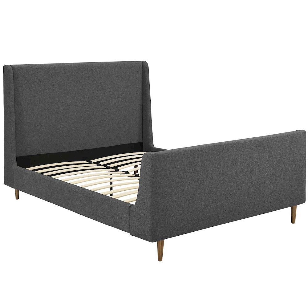 Aubree Upholstered Fabric Queen Sleigh Platform Bed. Picture 2