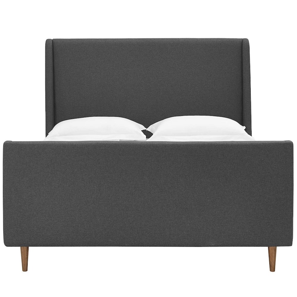 Aubree Upholstered Fabric Queen Sleigh Platform Bed. Picture 4
