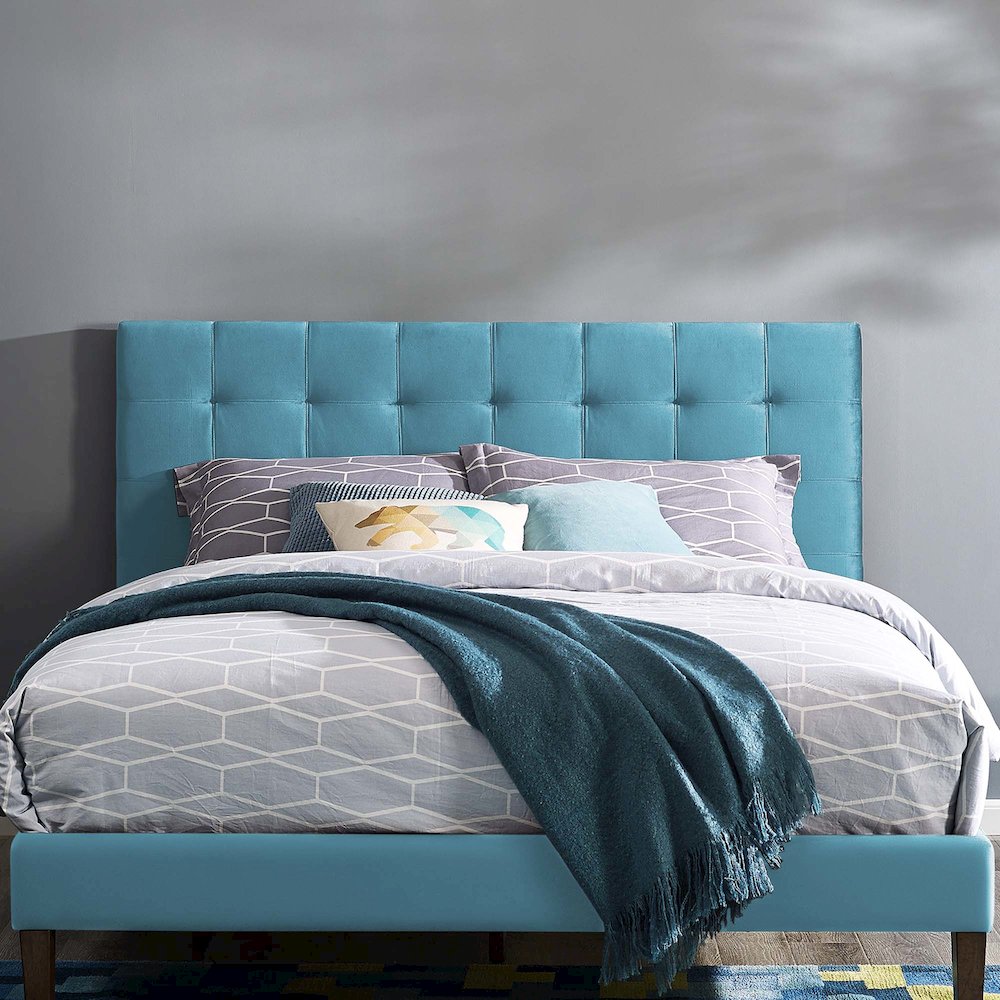Paisley Tufted Upholstered Performance Velvet Full / Queen Headboard. Picture 6