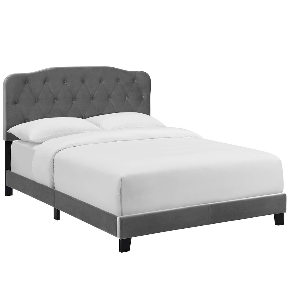 Amelia Performance Velvet Queen Bed. Picture 1