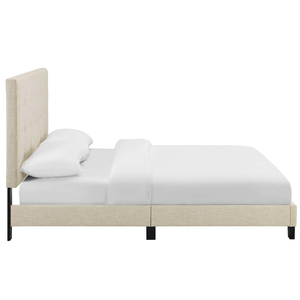 Melanie Tufted Button Upholstered Fabric Full Platform Bed. Picture 3