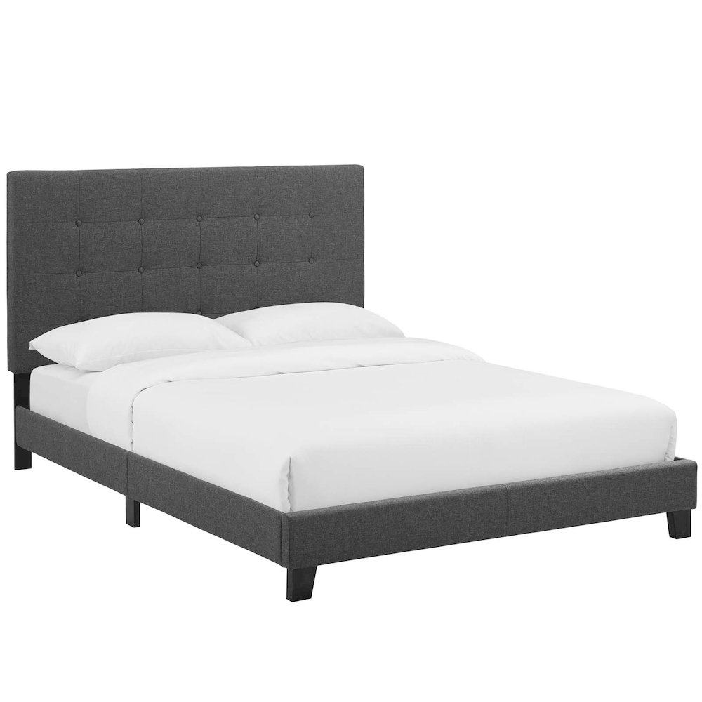 Melanie Tufted Button Upholstered Fabric Full Platform Bed. Picture 1