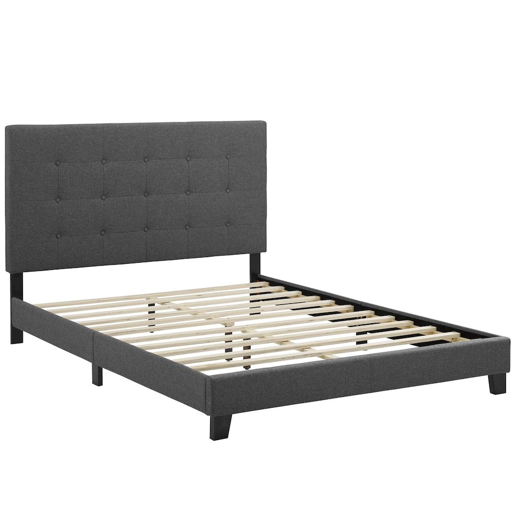 Melanie Tufted Button Upholstered Fabric Full Platform Bed. Picture 2