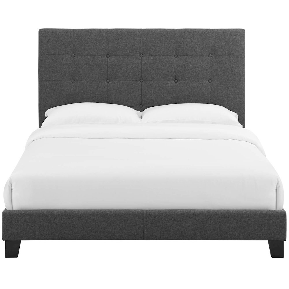 Melanie Tufted Button Upholstered Fabric Full Platform Bed. Picture 4