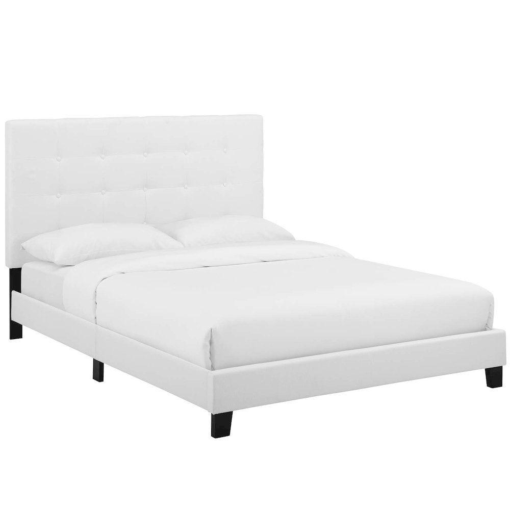 Melanie Tufted Button Upholstered Fabric Queen Platform Bed. Picture 1