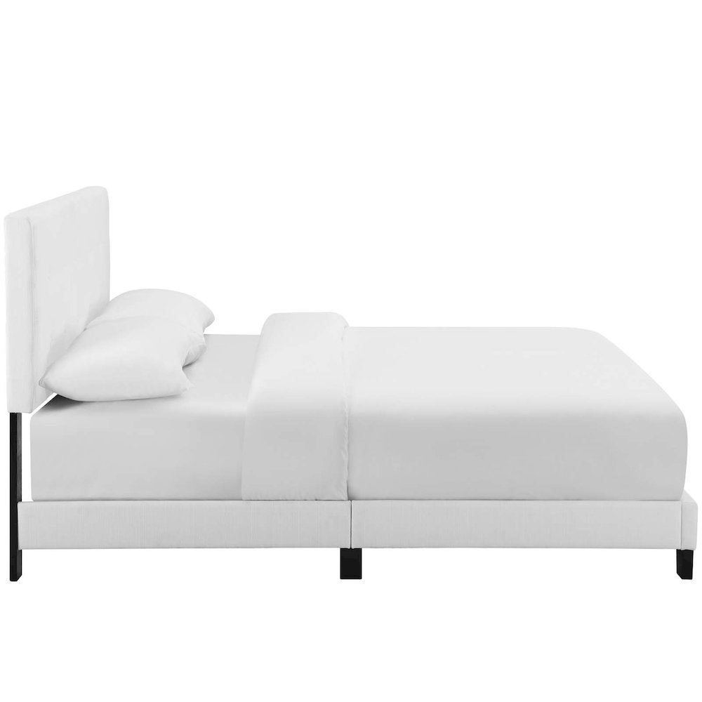Melanie Tufted Button Upholstered Fabric Queen Platform Bed. Picture 3