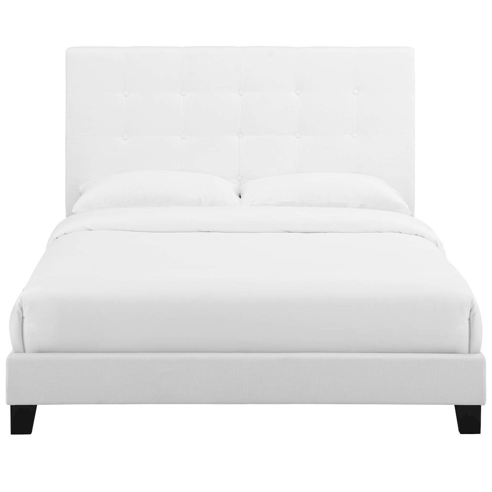 Melanie Tufted Button Upholstered Fabric Queen Platform Bed. Picture 4