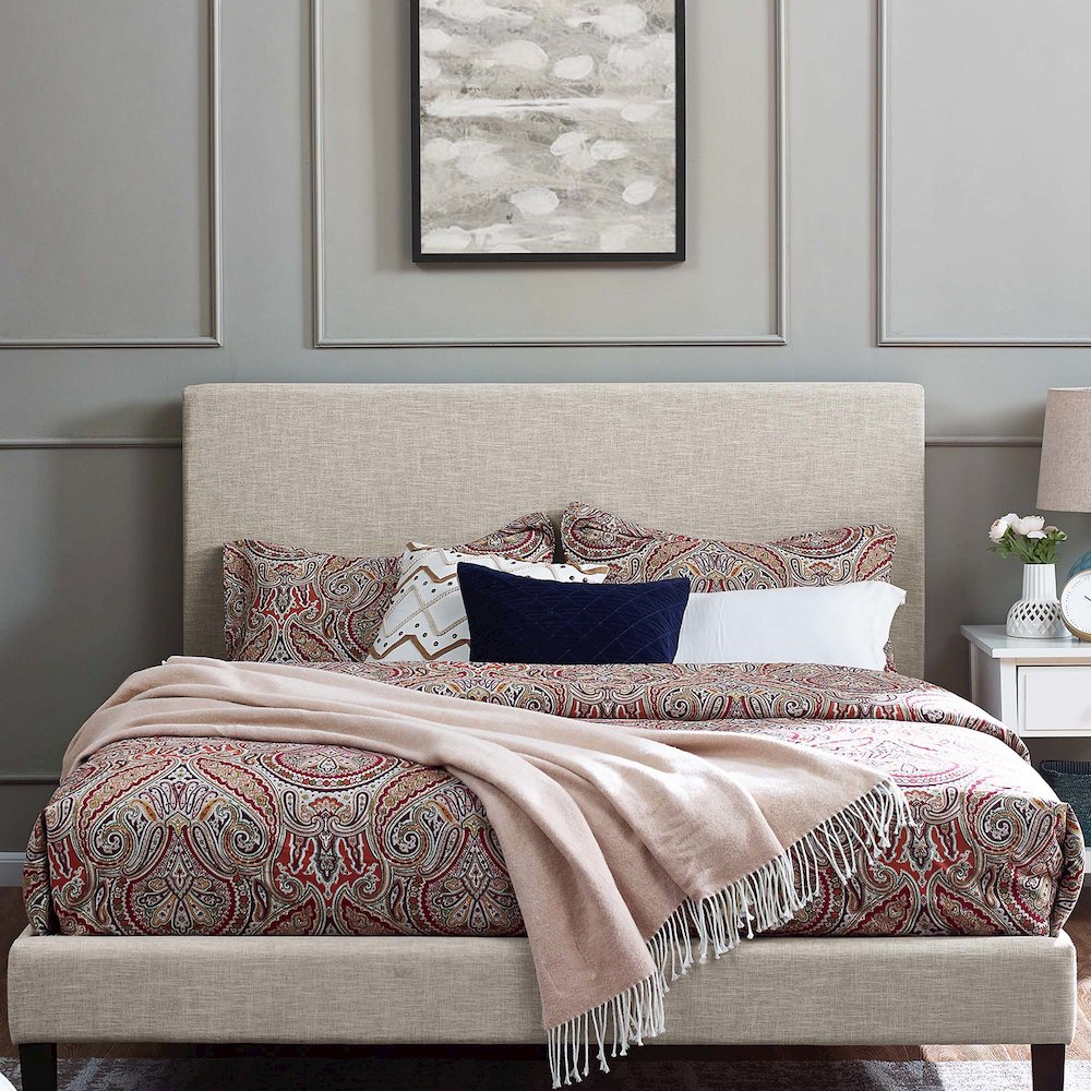 Taylor Upholstered Linen Fabric Full / Queen Headboard. Picture 7