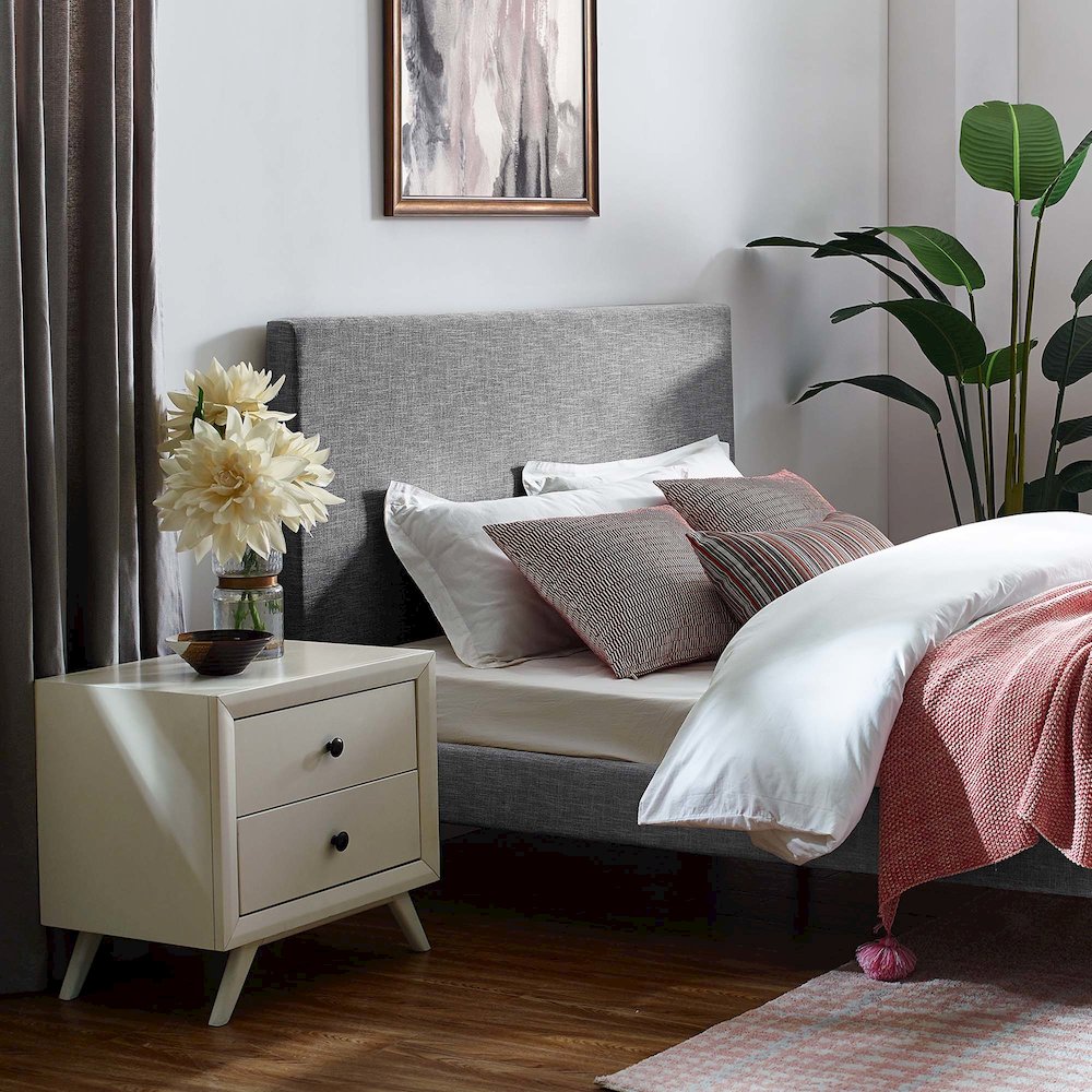 Taylor Upholstered Linen Fabric Full / Queen Headboard. Picture 6