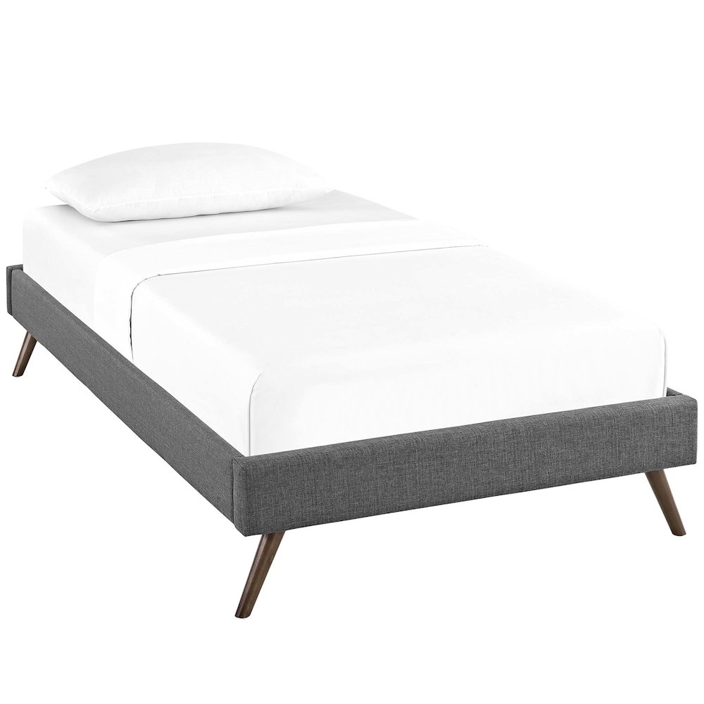 Loryn Fabric Twin Bed Frame with Round Splayed Legs. Picture 1