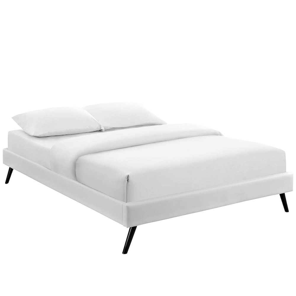Loryn Vinyl Full Bed Frame with Round Splayed Legs. Picture 1
