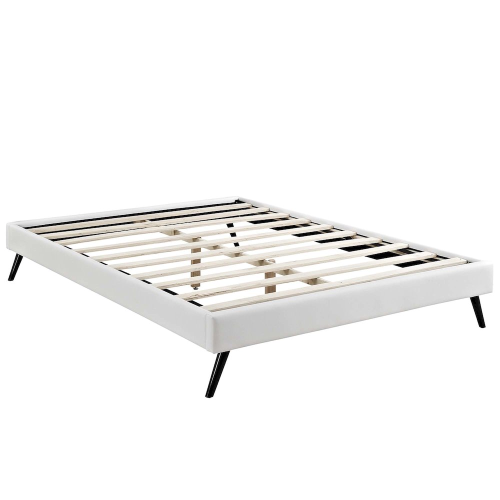 Loryn Vinyl Full Bed Frame with Round Splayed Legs. Picture 2