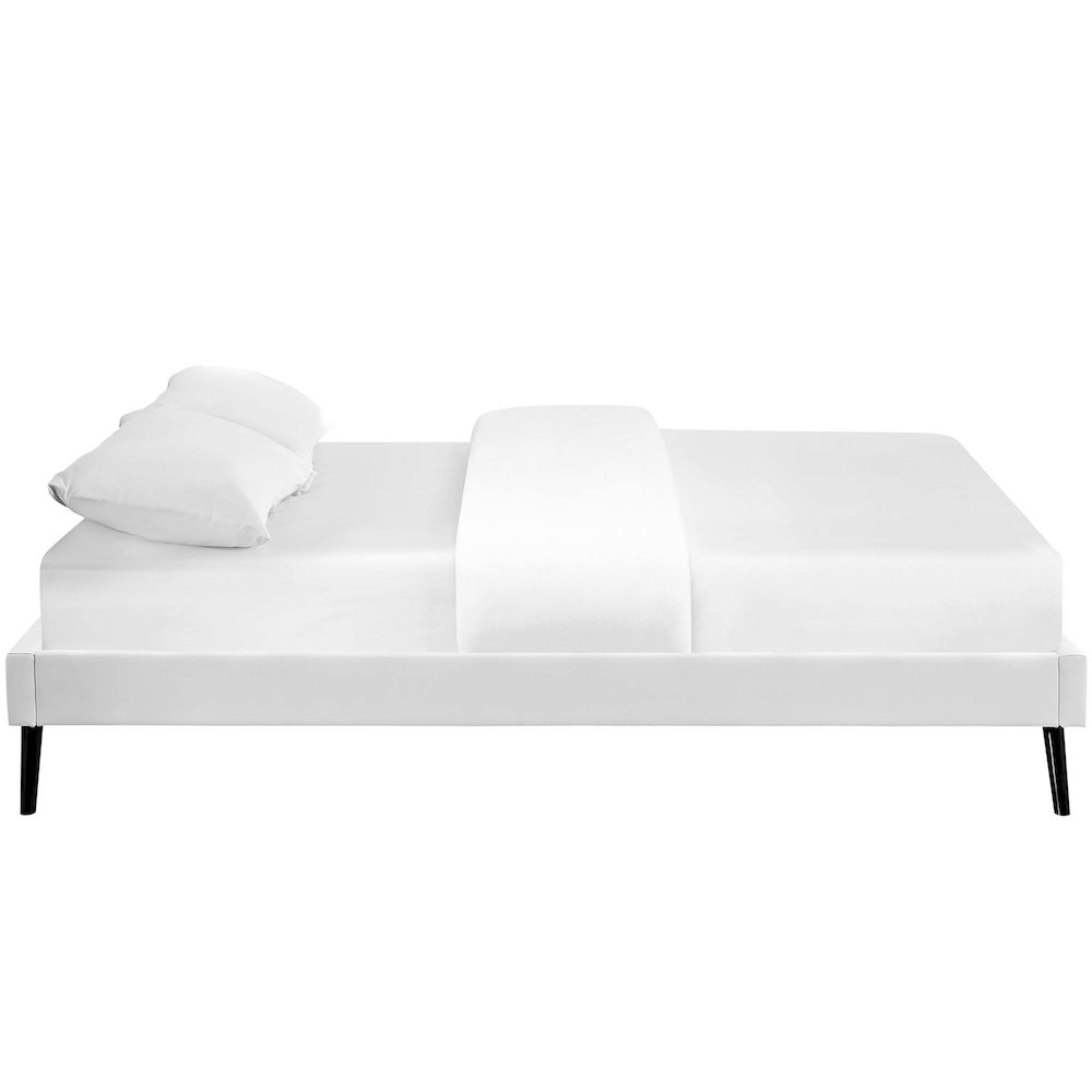 Loryn Vinyl Full Bed Frame with Round Splayed Legs. Picture 3