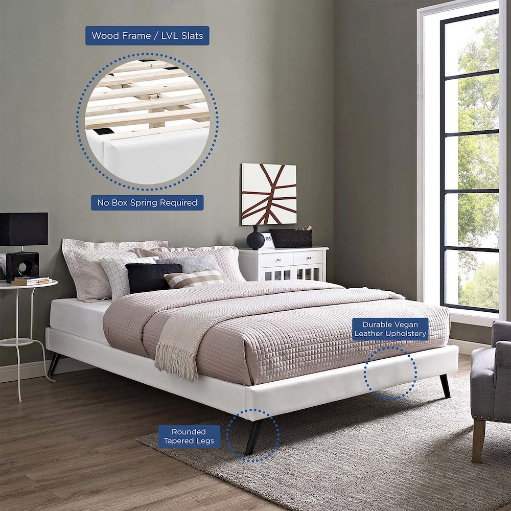 Loryn Vinyl Full Bed Frame with Round Splayed Legs. Picture 6