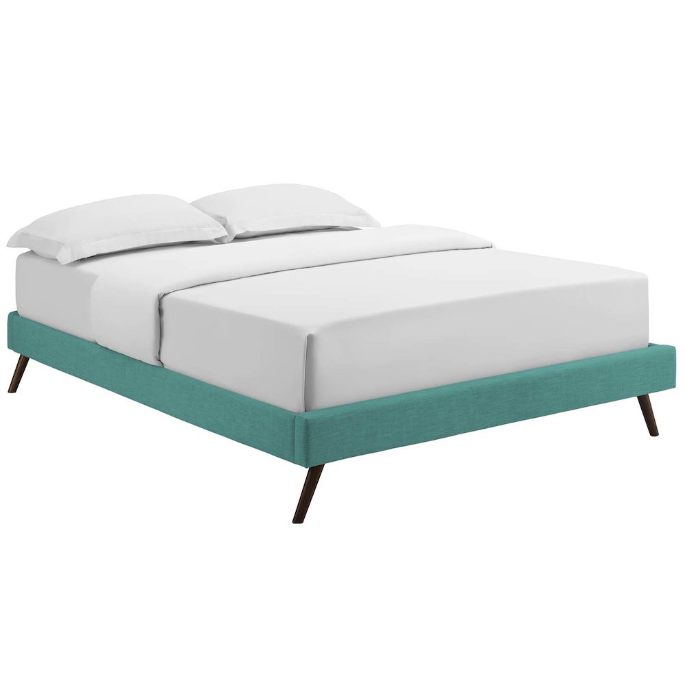 Loryn Fabric Full Bed Frame with Round Splayed Legs. Picture 1