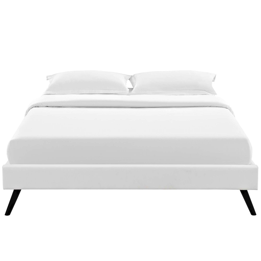Loryn Vinyl King Bed Frame with Round Splayed Legs. Picture 3