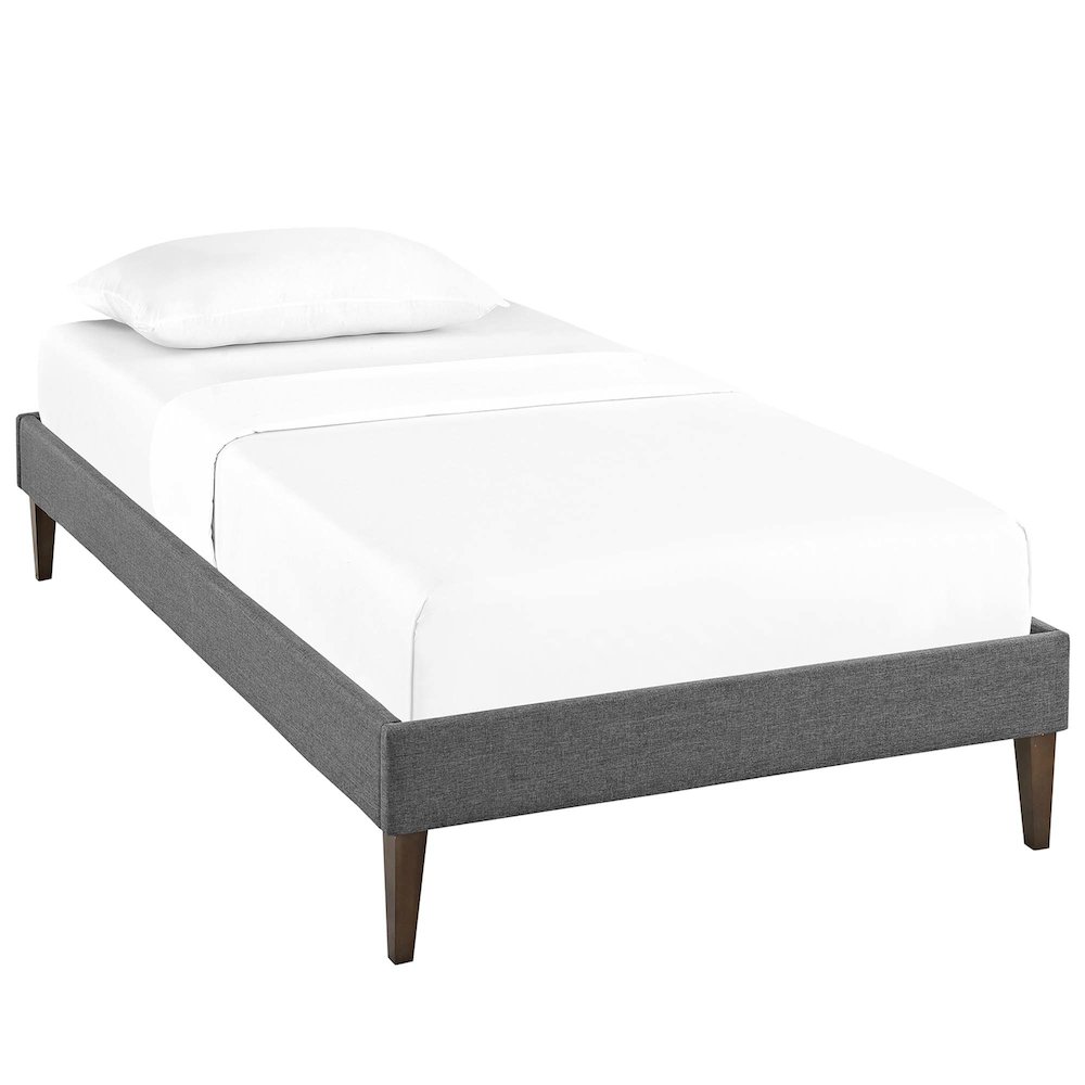 Tessie Fabric Twin Bed Frame with Squared Tapered Legs. Picture 1
