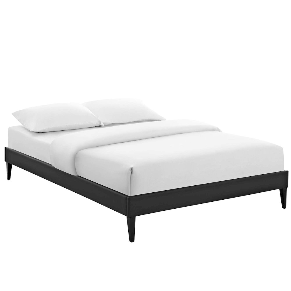 Tessie Vinyl Full Bed Frame with Squared Tapered Legs. Picture 1