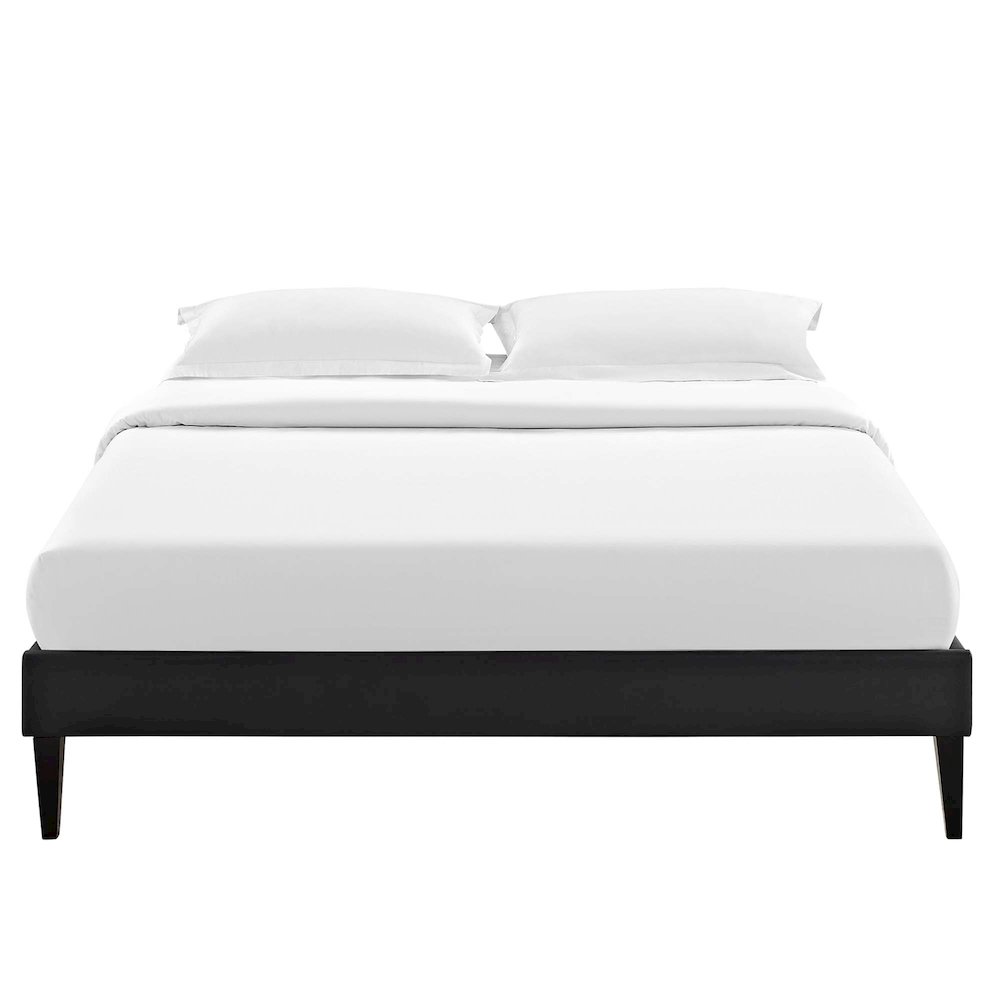 Tessie Vinyl Full Bed Frame with Squared Tapered Legs. Picture 4