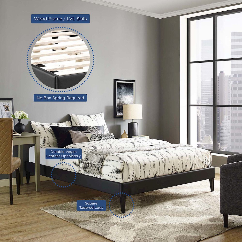 Tessie Vinyl Full Bed Frame with Squared Tapered Legs. Picture 6