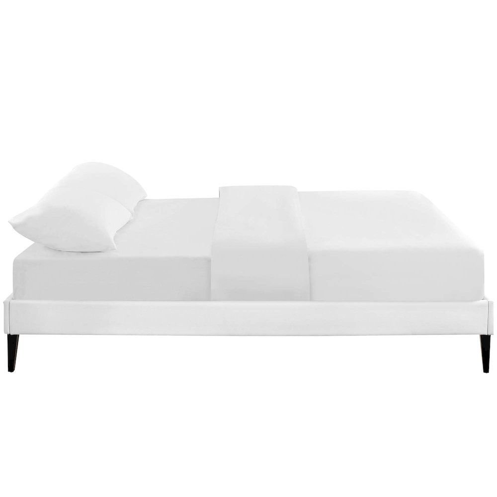Tessie Vinyl Queen Bed Frame with Squared Tapered Legs. Picture 2