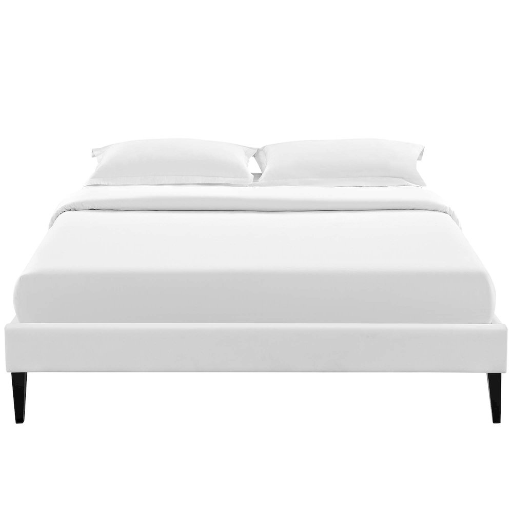 Tessie Vinyl Queen Bed Frame with Squared Tapered Legs. Picture 3