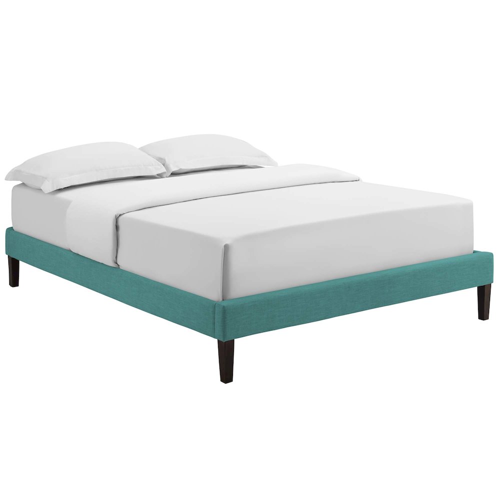 Tessie Fabric King Bed Frame with Squared Tapered Legs. Picture 1