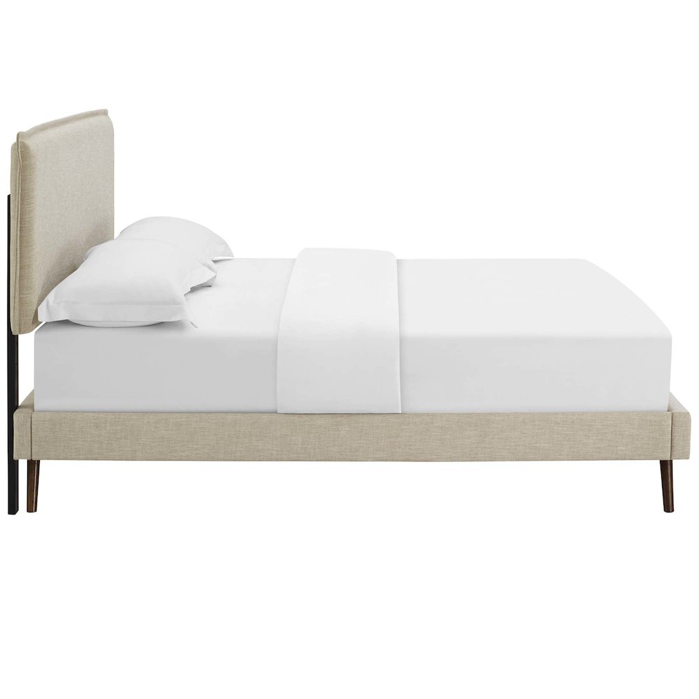 Amaris Fabric Queen Platform Bed with Round Splayed Legs. Picture 3