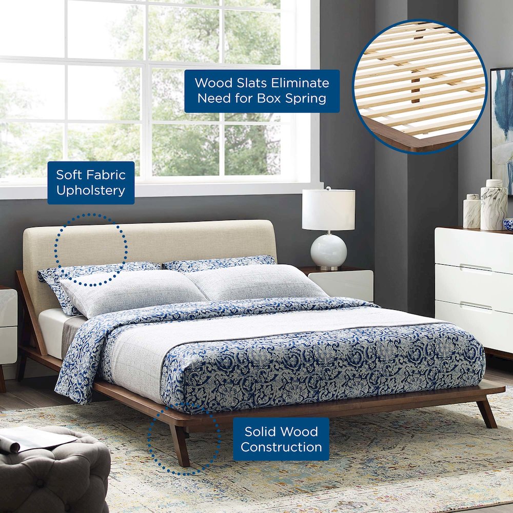 Luella Upholstered Fabric Queen Platform Bed. Picture 6