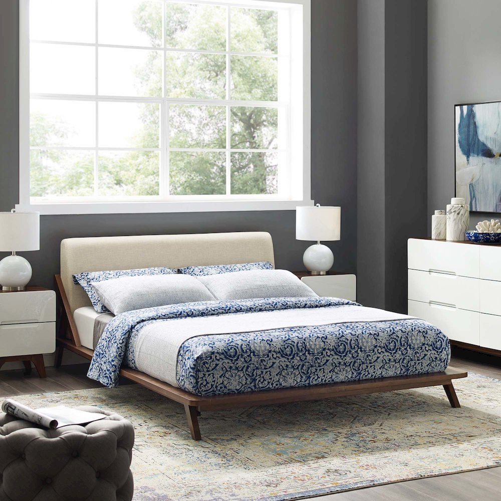 Luella Upholstered Fabric Queen Platform Bed. Picture 5