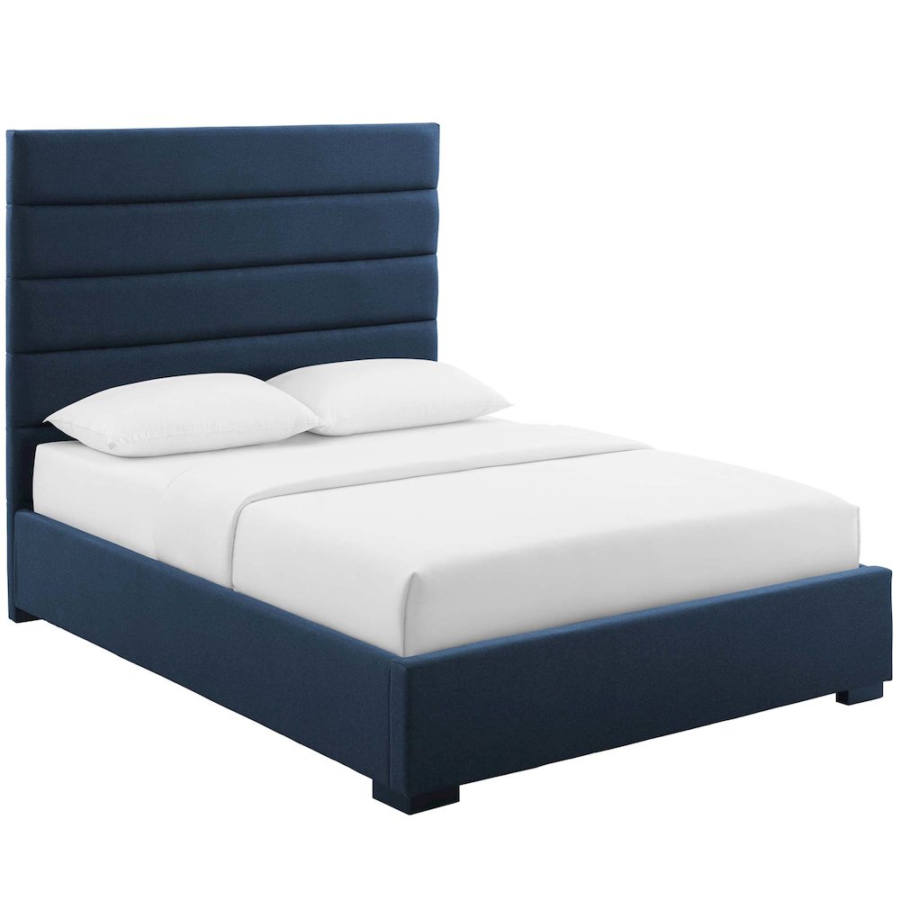 Genevieve Upholstered Fabric Queen Platform Bed. Picture 1