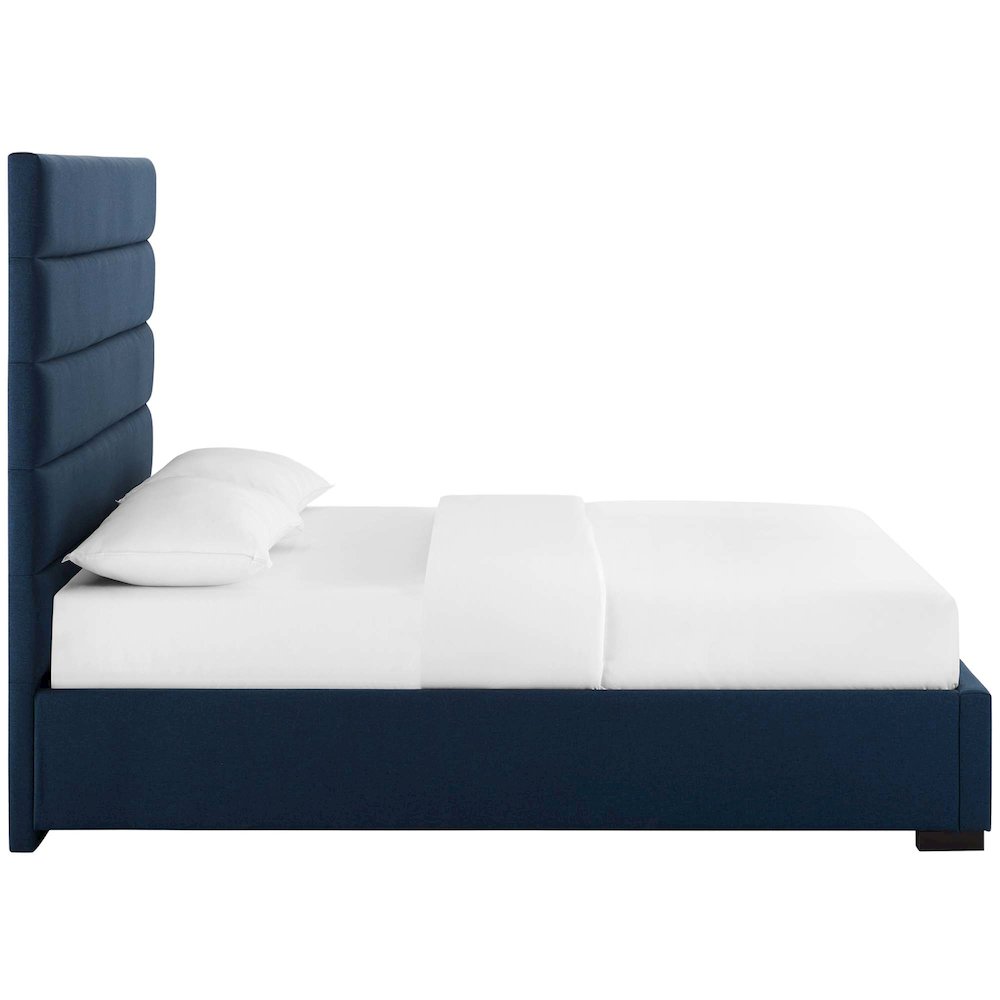 Genevieve Upholstered Fabric Queen Platform Bed. Picture 3