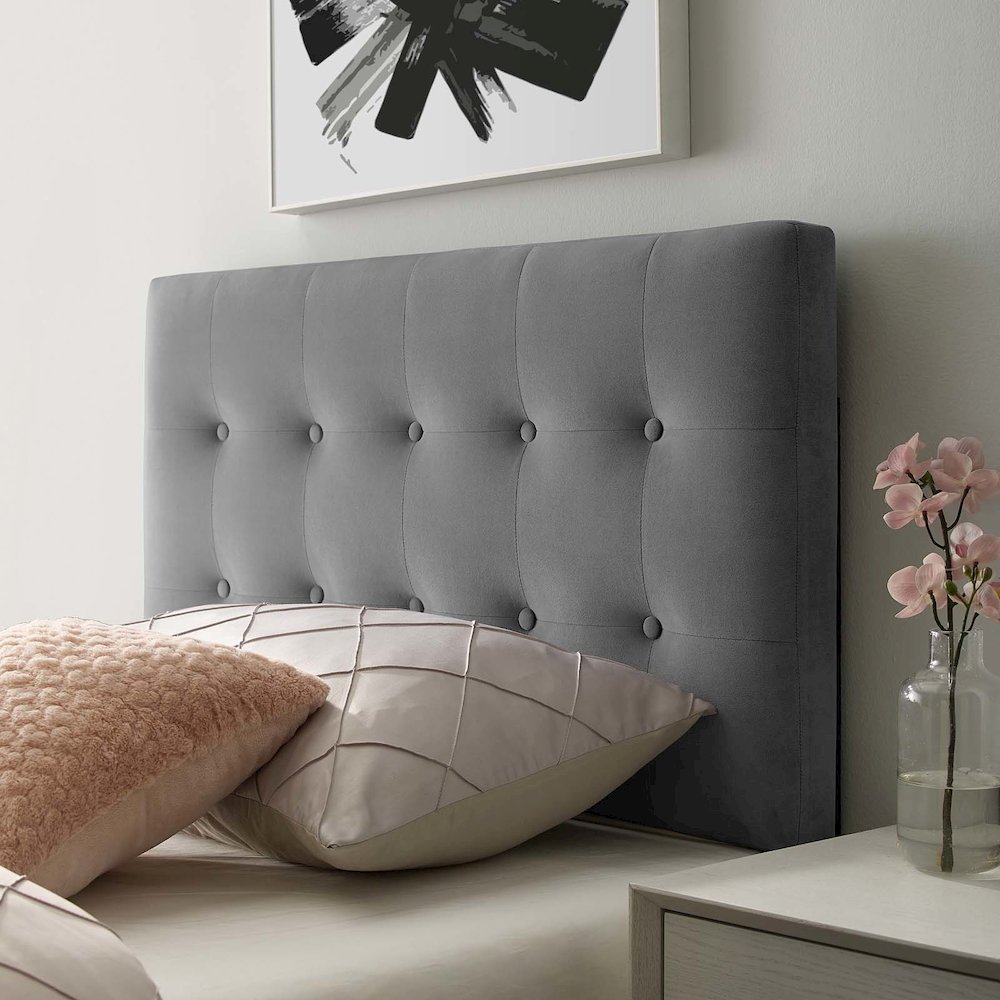 Emily Biscuit Tufted Performance Velvet Twin Headboard. Picture 6