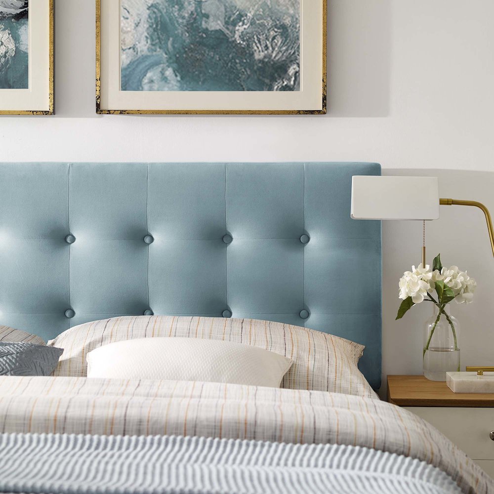 Emily Biscuit Tufted Performance Velvet Queen Headboard. Picture 8