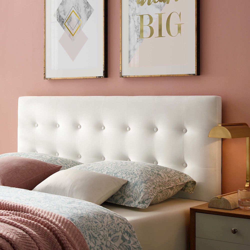 Emily Biscuit Tufted Performance Velvet Queen Headboard. Picture 7