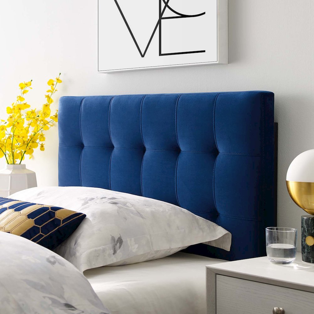 Lily Biscuit Tufted Performance Velvet Twin Headboard. Picture 7