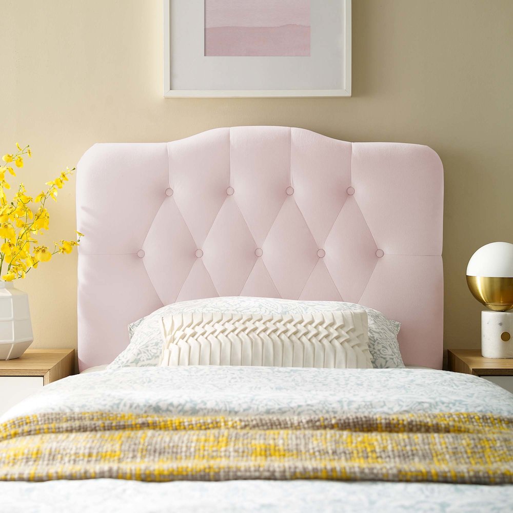 Annabel Diamond Tufted Performance Velvet Twin Headboard. Picture 6