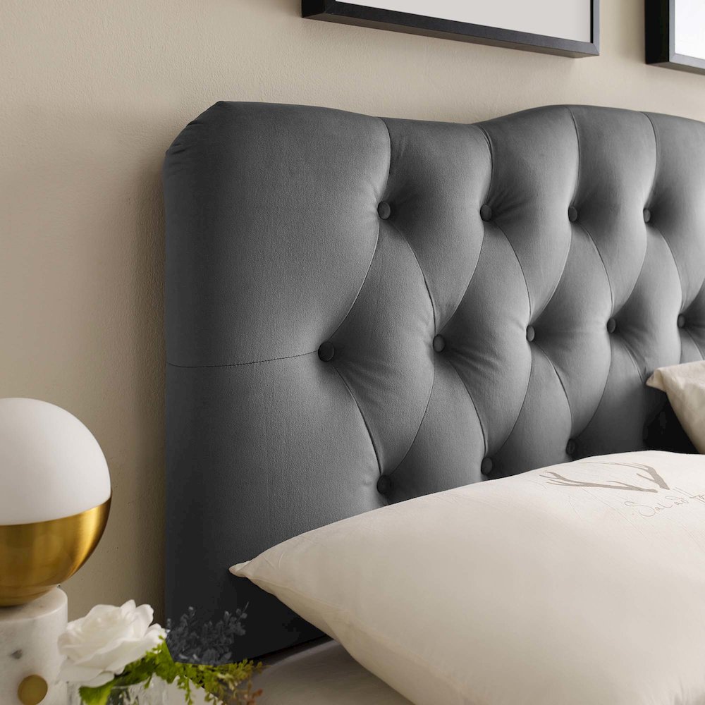 Annabel Diamond Tufted Performance Velvet King Headboard. Picture 7