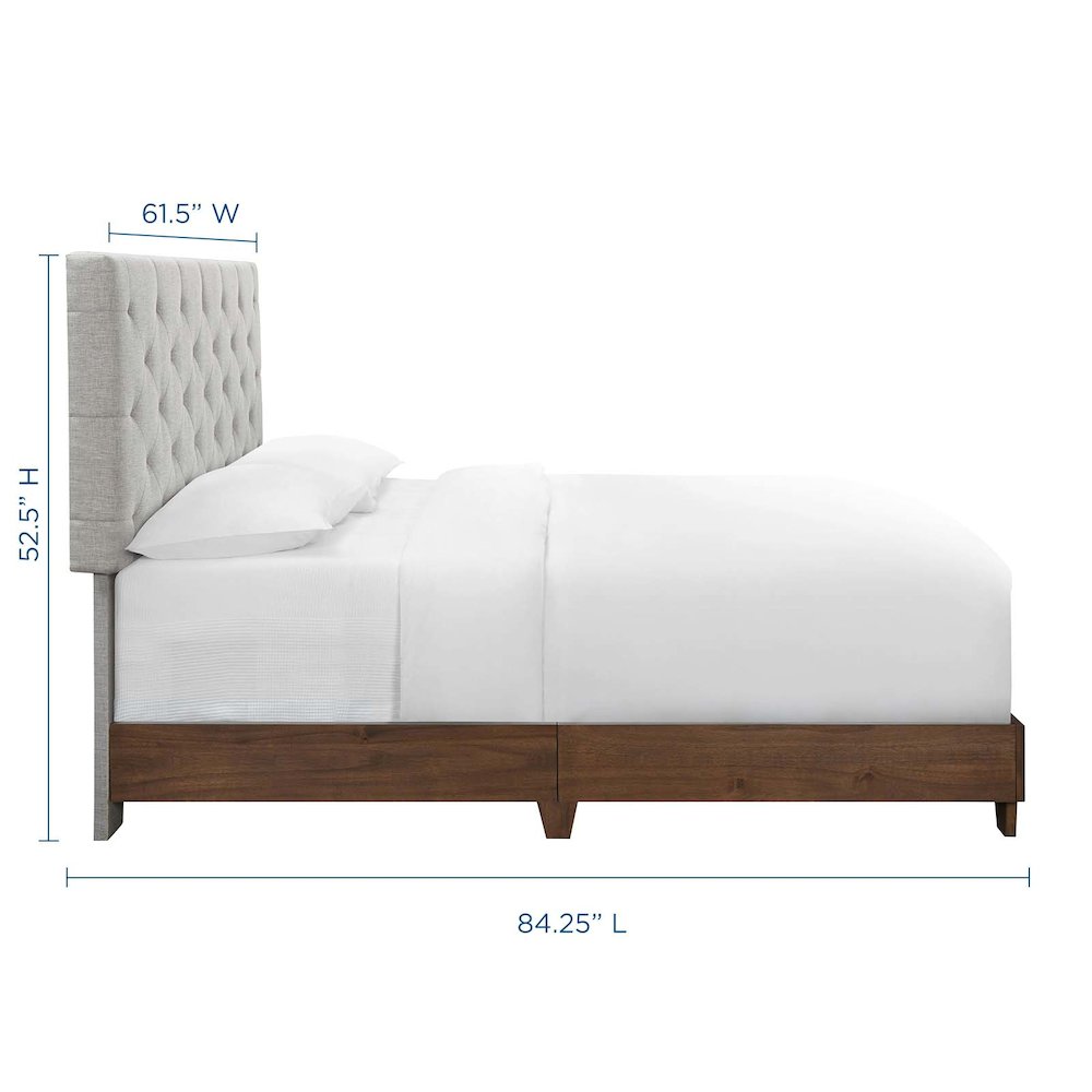 Rhiannon Diamond Tufted Upholstered Fabric Queen Bed. Picture 2