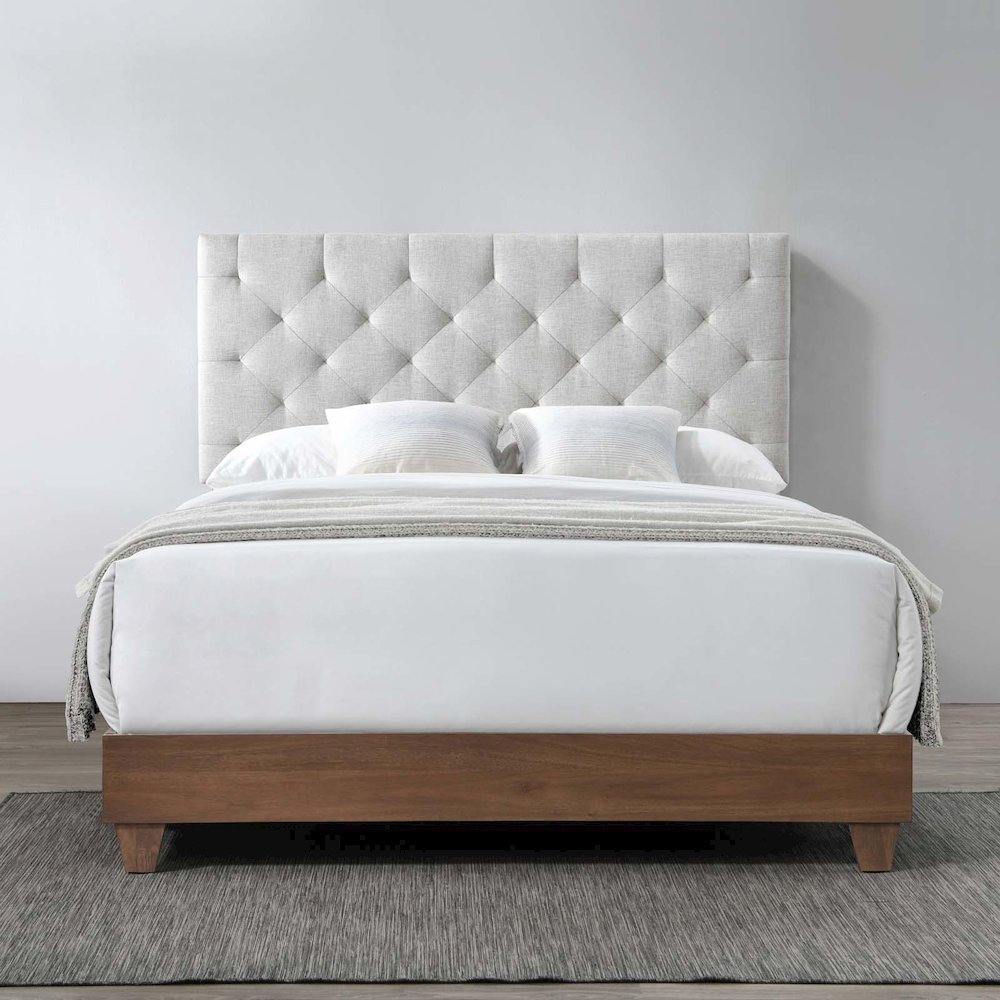 Rhiannon Diamond Tufted Upholstered Fabric Queen Bed. Picture 5